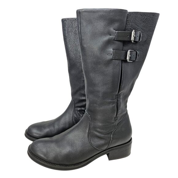 Gentle Souls 9.5 Brian Black Leather Tall Boot Buckle Riding Classic Comfort - Picture 1 of 5